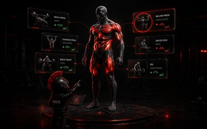 A NEX visual comparing several effective exercise paths for the same muscle group.